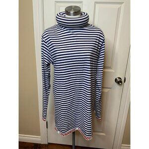 Charles Jeffrey Loverboy Blue & White Striped Tube Neck Jersey Mini Dress Size S